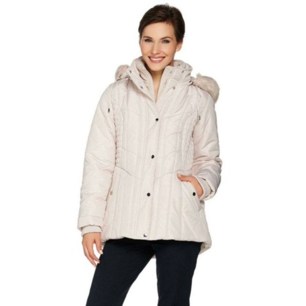 Susan Graver Women's Quilted Jacket Removable Hood